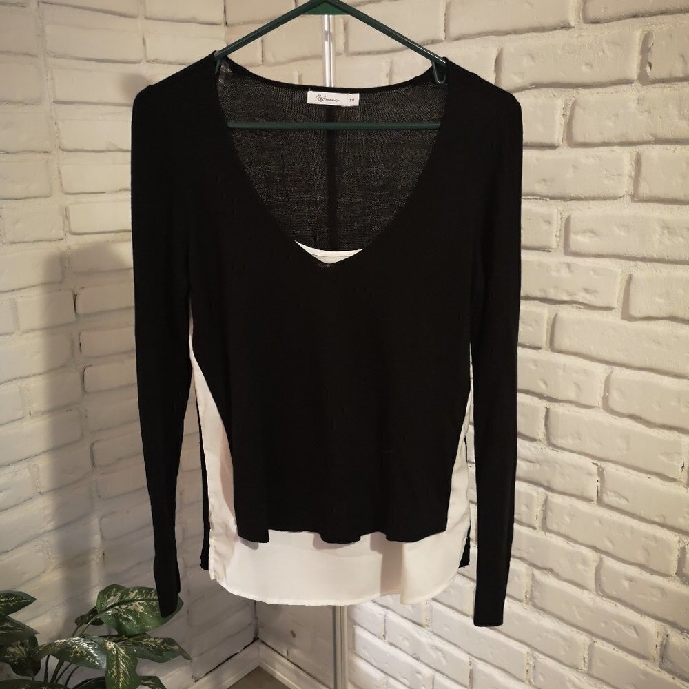 Reitmans Ladies Black & White Lightweight Fooler Sweater - Picture 1 of 8